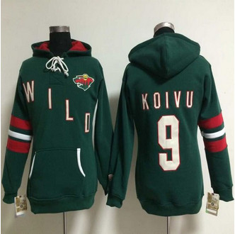 Women Minnesota Wild #9 Mikko Koivu Green Old Time Heidi NHL Hoodie Women Minnesota Wild #9 Mikko Koivu Green Old Time Heidi NHL Hoodie