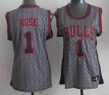 Women NBA Bulls #1 Derrick Rose Grey Static Fashion Jersey Women NBA Bulls #1 Derrick Rose Grey Static Fashion Jersey