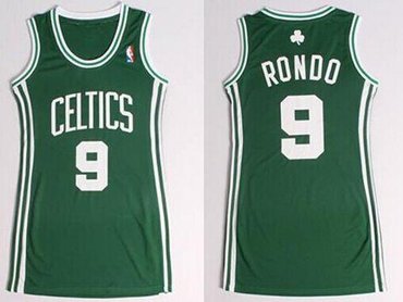 Women NBA Celtics #9 Rajon Rondo Green Dress NBA Jersey