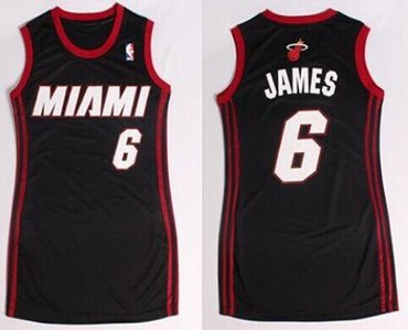 Women NBA Heat #6 LeBron James Black Dress NBA Jersey Women NBA Heat #6 LeBron James Black Dress NBA Jersey
