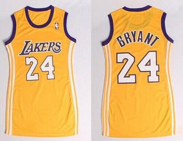 Women NBA Lakers #24 Kobe Bryant Gold Dress Stitched NBA Jersey Women NBA Lakers #24 Kobe Bryant Gold Dress Stitched NBA Jersey