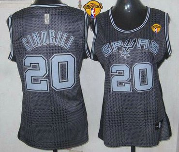 Women NBA Spurs #20 Manu Ginobili Black With Finals Patch Rhythm Fashion Stitched NBA Jersey