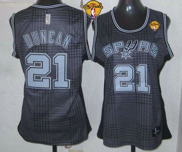 Women NBA Spurs #21 Tim Duncan Black With Finals Patch Rhythm Fashion Stitched NBA Jersey
