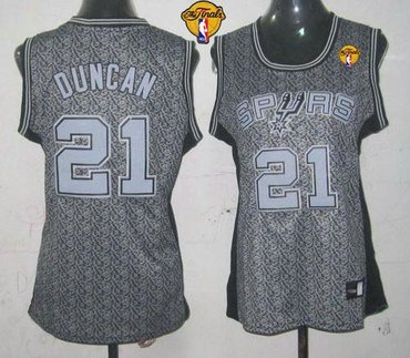 Women NBA Spurs #21 Tim Duncan Grey With Finals Patch Static Fashion Stitched NBA Jersey