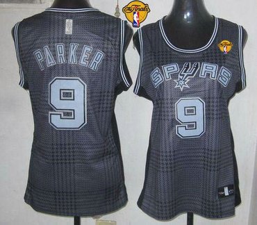 Women NBA Spurs #9 Tony Parker Black With Finals Patch Rhythm Fashion Stitched NBA Jersey