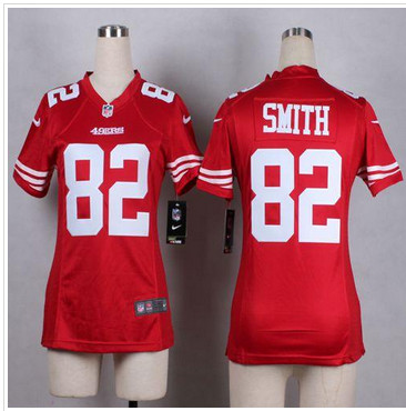 Women NEW 49ers #82 Torrey Smith Red Team Color Stitched NFL Elite Jersey