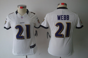 Women NEW Baltimore Ravens 21 Lardarius Webb White Jerseys