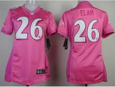 Women NEW Baltimore Ravens 26 Matt Elam Pink Love NFL Jerseys