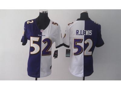 Women NEW Baltimore Ravens 52# R.Lewis Purple White Split NFL Jerseys