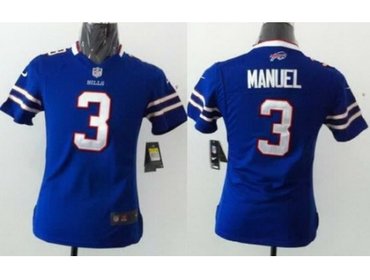 Women NEW Buffalo Bills 3 EJ Manuel Blue NFL Jerseys