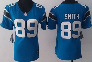 Women NEW Carolina Panthers 89 Steve Smith Blue Jerseys