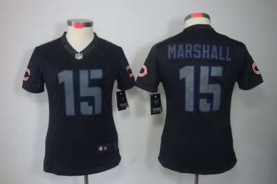 Women NEW Chicago Bears #15 Brandon Marshall Black Jerseys(Impact Limited)