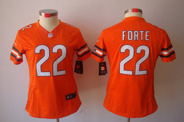 2012 NEW NFLWomen Chicago Bears 22 Matt Forte Orange Jerseys