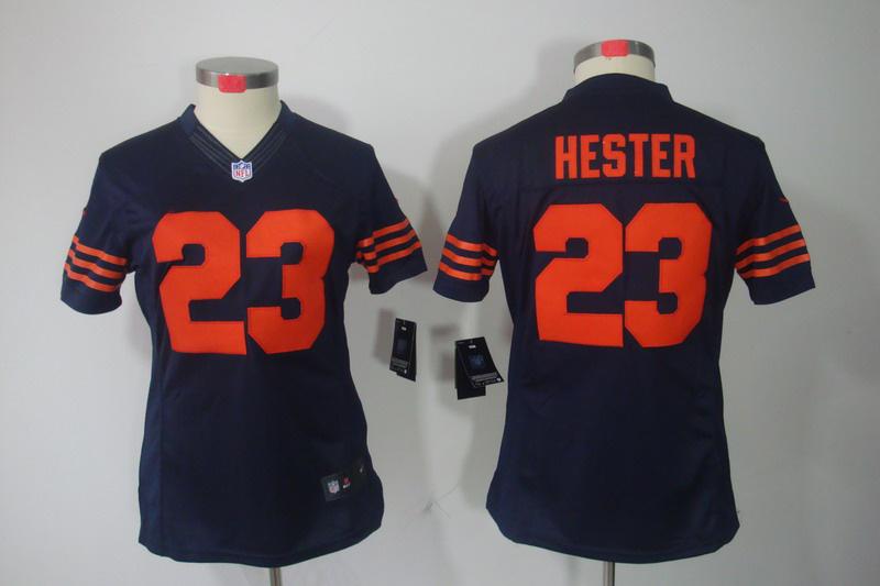 Women NEW Chicago Bears 23 Devin Hester Blue Jerseys(orange number)