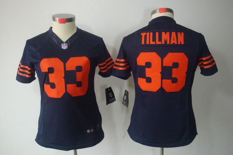 Women NEW Chicago Bears 33 Charles Tillman Blue Jerseys(orange number)