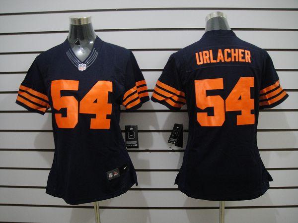 Women NEW Chicago Bears 54 Brian Urlacher Blue Jerseys(orange number)