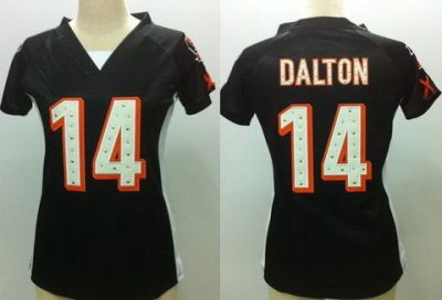 NFL Women NEW Cincinnati Bengals 14 Andy Dalton Black Womens Draft Him II Top Jerseys