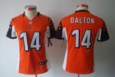 Women NEW Cincinnati Bengals 14 Andy Dalton Orange Jerseys