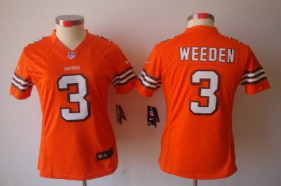 2012 NFL Women NEW Cleveland Browns 3 Brandon Weeden Orange Jerseys