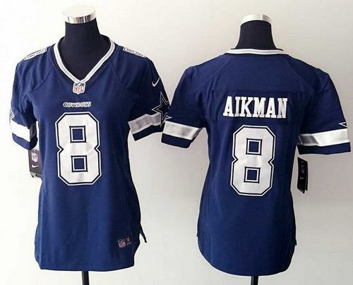 Women NEW Cowboys #8 Troy Aikman Ware Navy Blue Team Color Stitched NFL Elite Jersey