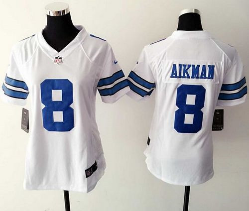 Women NEW Cowboys #8 Troy Aikman Ware White Stitched NFL Elite Jersey