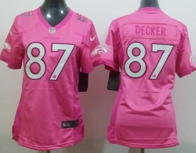 Women NEW Denver Broncos 87# Eric Decker Pink Love's NFL Jersey