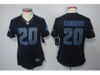 Women NEW Detroit Lions #20 B.sanders black jerseys(Impact Limited)