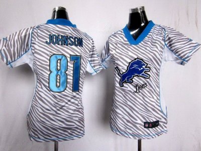 Women NEW Detroit Lions 81# Calvin Johnson FEM FAN Zebra NEW NFL Jerseys