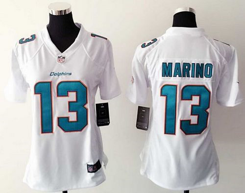 Women NEW Dolphins #13 Dan Marino White Stitched NFL Elite Jersey