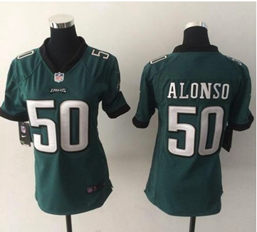 Women NEW Eagles #50 Kiko Alonso Midnight Green Team Color Stitched NFL New jersey