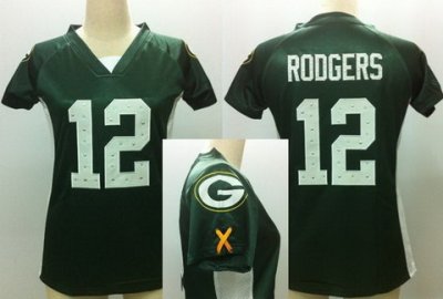 NFL Women NEW Green Bay Packers 12 Aaron Rodgers Green Womens Draft Him II Top Jerseys