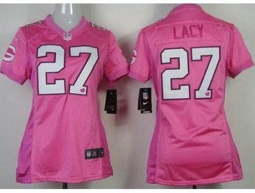 Women NEW Green Bay Packers 27 Eddie Lacy Pink Love NFL Jerseys