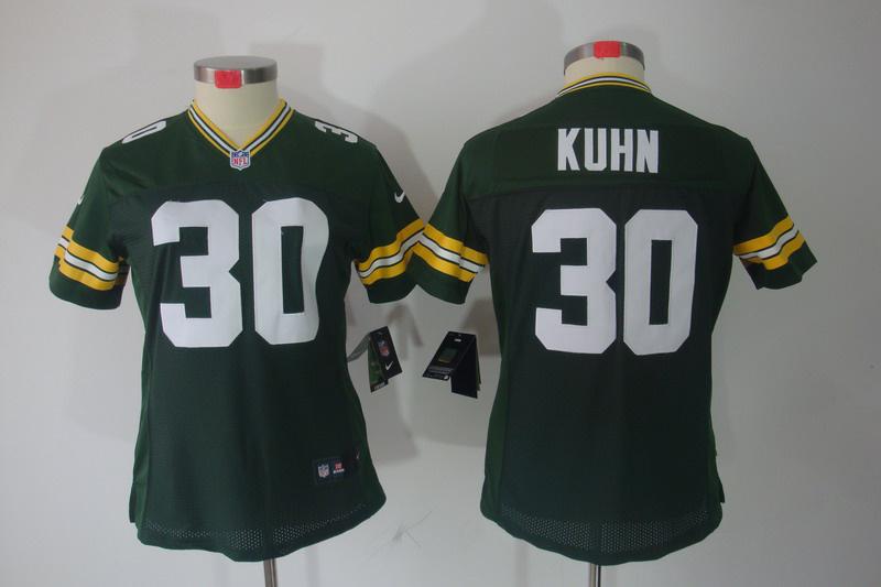 Women NEW Green Bay Packers 30 John Kuhn Green Jerseys