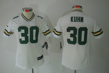 Women NEW Green Bay Packers 30 John Kuhn White Jerseys