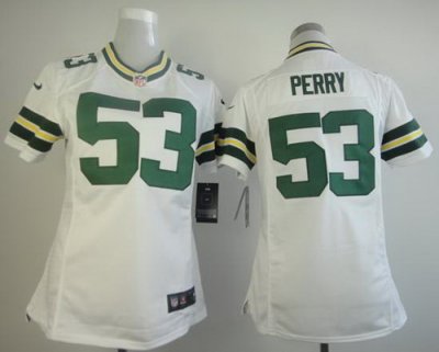 Women NEW Green Bay Packers 53 Perry White Jerseys