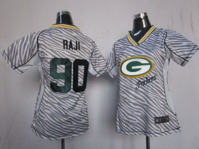 Women NEW Green Bay Packers 90 B.J. Raji Womens FEM FAN Zebra NFL Jerseys