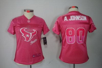 Women NEW Houston Texans #80 Andre Johnson Pink Color(2012 FEM FAN Elite Jersey)