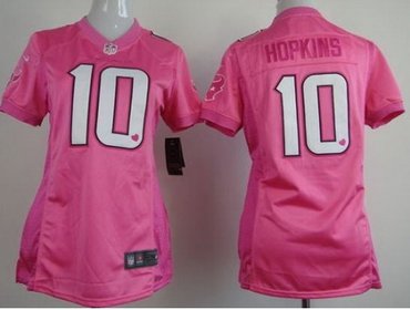 Women NEW Houston Texans 10 DeAndre Hopkins Pink Love NFL Jerseys