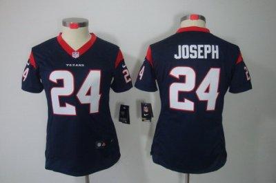 Women NEW Houston Texans 24 Joseph Blue Jerseys