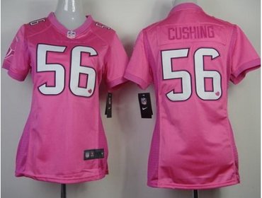 Women NEW Houston Texans 56 Brian Cushing Pink Love NFL Jerseys