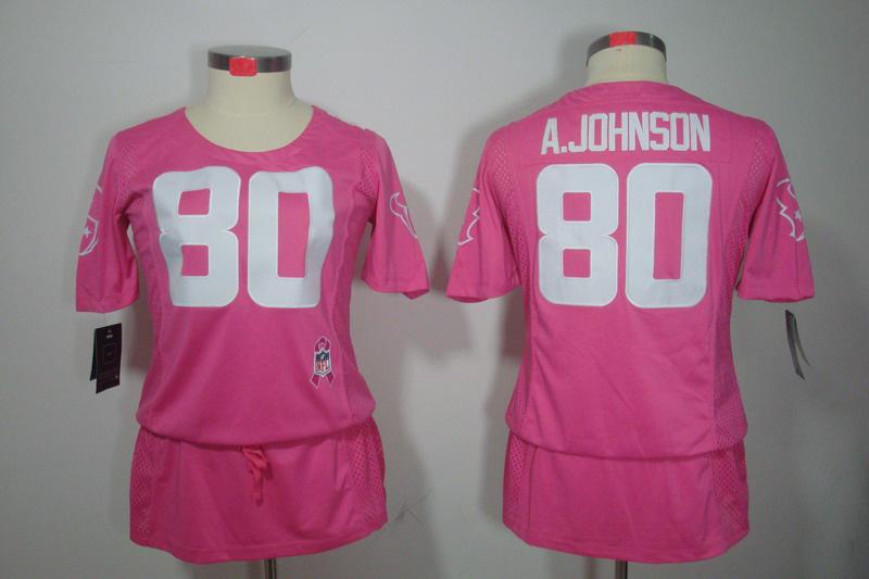 Women NEW Houston Texans 80 Andre Johnson Breast Cancer Awareness pink Jerseys