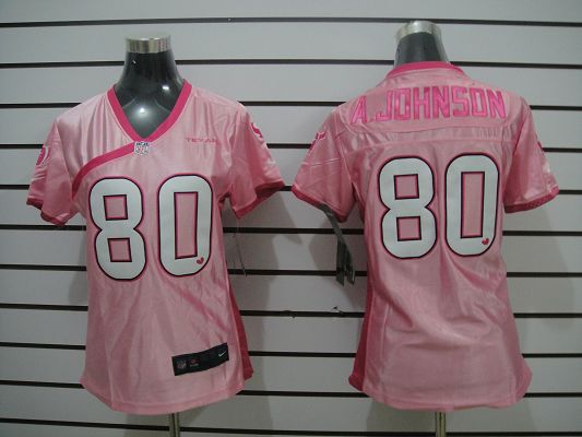 Women NEW Houston Texans 80 Andre Johnson Pink Jerseys
