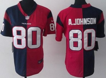 Women NEW Houston Texans 80 Andre Johnson Red Blue Split NFL Jerseys