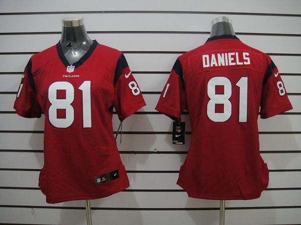 Women NEW Houston Texans 81 Daniels Red Jerseys