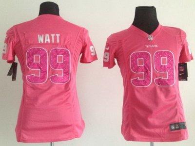 Women NEW Houston Texans 99# J.J. Watt Pink NFL Jerseys