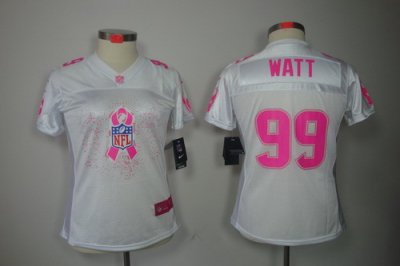 Women NEW Houston Texans 99 J.J. Watt White Color(Breast Cancer Awareness Fashion Jersey)