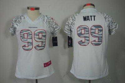 Women NEW Houston Texans 99 J.J. Watt White Zebra Field Flirt Fashion Jerseys