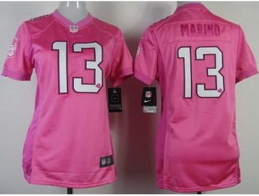 Women NEW Miami Dolphins 13 Dan Marino Pink Love NFL Jerseys