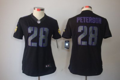 Women NEW Minnesota Vikings #28 Adrian Peterson Black Jerseys(Impact Limited)