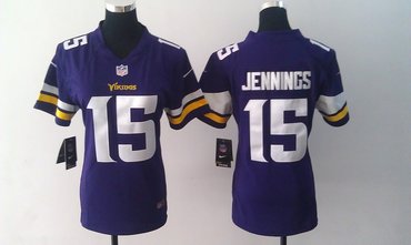 Women NEW Minnesota Vikings 15 Greg Jennings Purple Jerseys(2013)